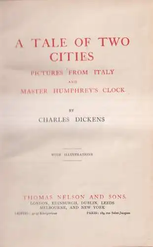 Buch: A Tale of Two Cities, Pictures from Italy, Humphrey's Clock, Dickens, 3in1