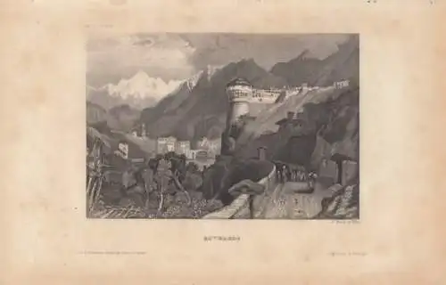 Roveredo. aus Meyers Universum, Stahlstich. Kunstgrafik, 1850, gebraucht, gut
