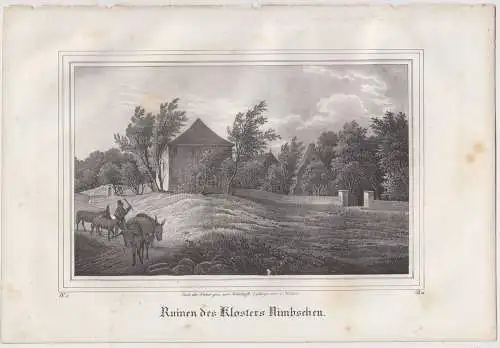 Lithografie: Ruinen des Klosters Nimbschen, um 1836, Eduard Pietzsch, Saxonia