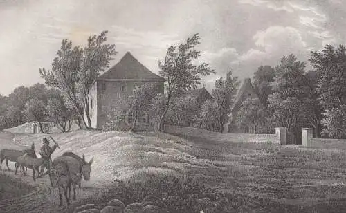 Lithografie: Ruinen des Klosters Nimbschen, um 1836, Eduard Pietzsch, Saxonia