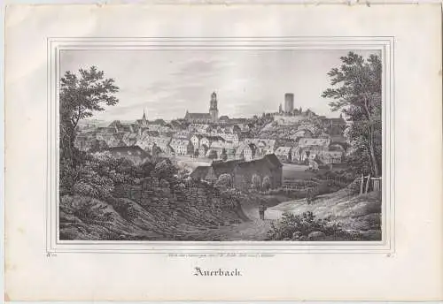 Lithografie: Auerbach, 1836, Eduard Pietzsch & Comp, Grafik, Ansicht, Saxonia