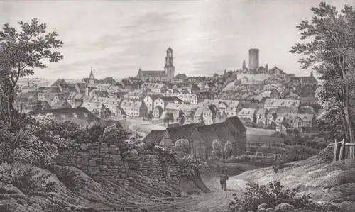 Lithografie: Auerbach, 1836, Eduard Pietzsch & Comp, Grafik, Ansicht, Saxonia