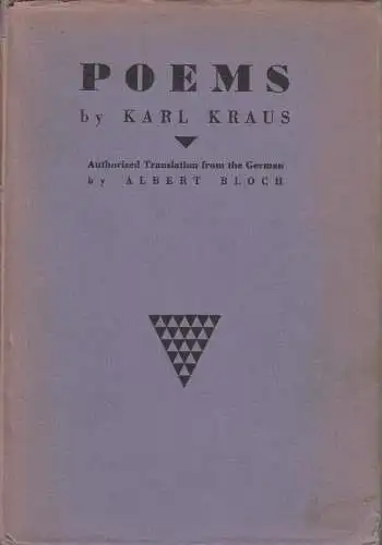 Buch: Poems, Karl Kraus, 1930, The Four Seas Company, englischsprachig