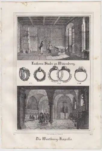 Luthers Stube zu Wittenberg & Die Wartburg-Kapelle, J. Williard, um 1840, 348810