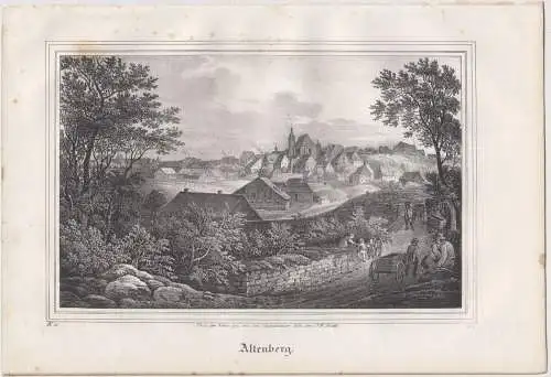 Lithografie: Altenberg, 1836, Eduard Pietzsch & Comp, Saxonia, Ansicht, Grafik