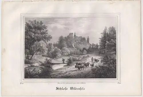 Lithografie: Schloss Wildenfels, 1836, Eduard Pietzsch, Saxonia, Ansicht, Grafik