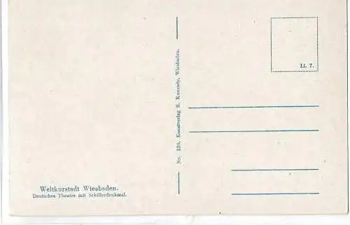 AK Weltkulturstadt Wiesbaden. Deutsches Theater mit Schillerdenkmal... Postkarte