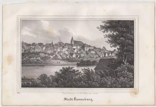 Lithografie: Stadt Ronneburg, um 1836, Eduard Pietzsch & Comp, Grafik, Saxonia
