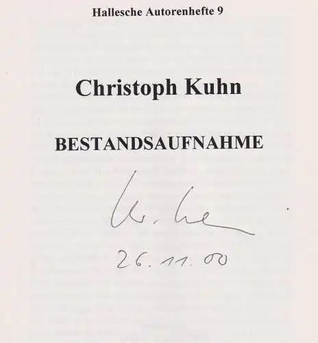 Buch: Bestandsaufnahme, Kuhn, Christoph, 1997, Förderkreis der Schriftsteller