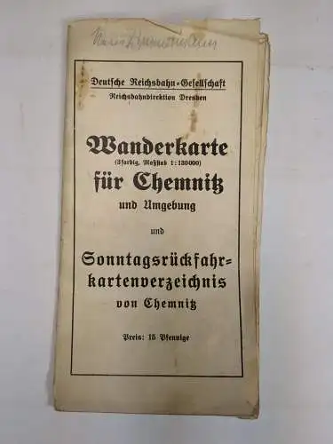 Karte: Wanderkarte für das Gebiet Chemnitz und Umgebung, O. Spohr, gebraucht gut