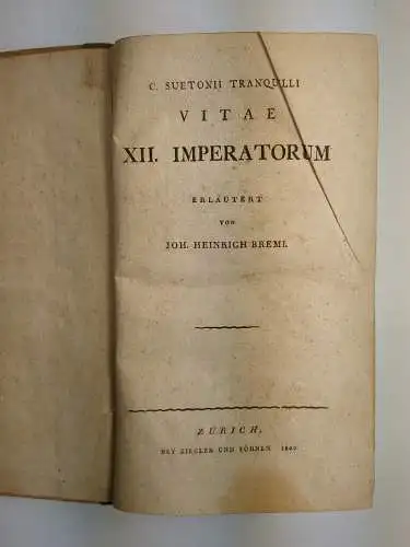 Buch: C. Suetonii Tranquilli Vitae XII. Imperatorum, J. H. Bremi, 1800, Ziegler