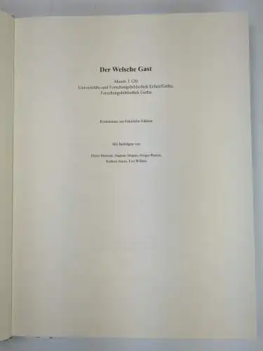 Faksimile: Der Welsche Gast, Thomasin von Zerclaere, 2 Bände, Quaternio, 2018