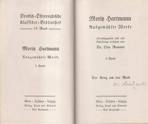 Buch: Moritz Hartmann - Ausgewählte Werke 1: Der Krieg um den Wald, Prochaska