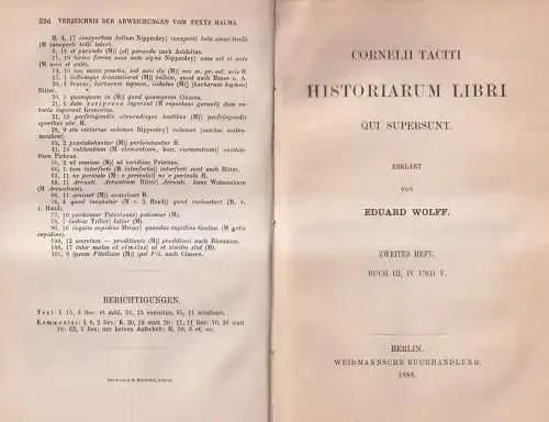 Buch: Cornelii Taciti Historiarum Libri qui supersunt, Buch I bis V. E. Wolff