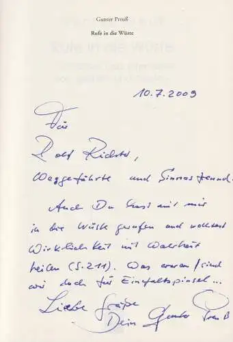 Buch: Rufe in die Wüste, Preuß, Gunter, 2009, Projekte-Verlag Cornelius