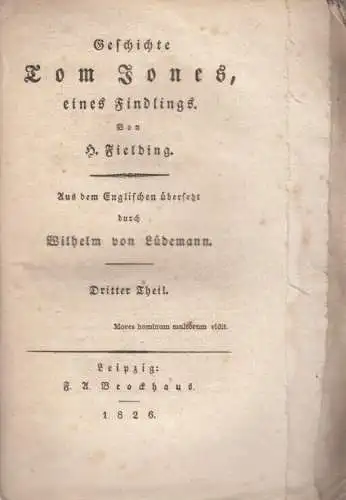 Buch: Geschichte Tom Jones, eines Findlings. Dritter Theil, Fielding, Henry