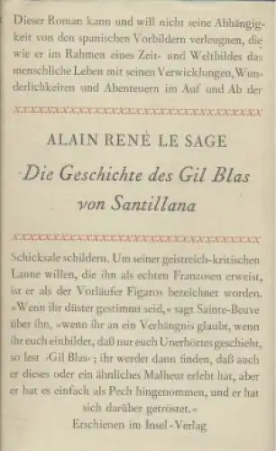 Buch: Die Geschichte des Gil Blas von Santillana, Le Sage, Alain Rene. 1958
