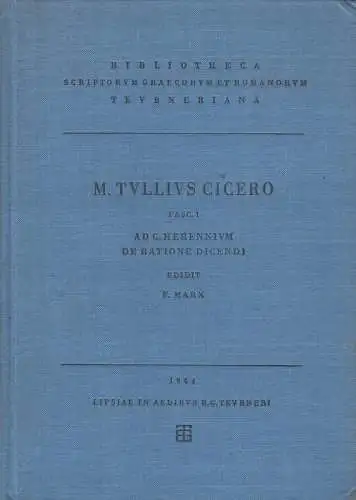 Buch: M. Tulli Ciceronis Scripta Quae Manserunt Omnia Fasc. 1, Cicero, 1964