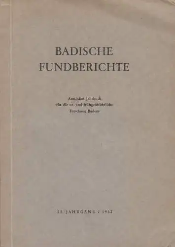 Buch: Badische Fundberichte - 22. Jahrgang / 1962, gebraucht, gut