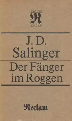 Buch: Der Fänger im Roggen, Salinger, J. D. Reclams Universal-Bibliothek, 1988