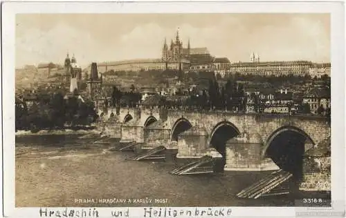AK Praha. Hradcany a Karluv Most. ca. 1915, Postkarte. Serien Nr, ca. 1928