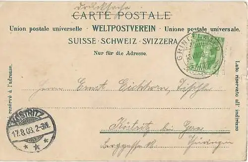 AK Schreckhorn u. Grindelwalder Eismeer. ca. 1903, Postkarte. Serien Nr