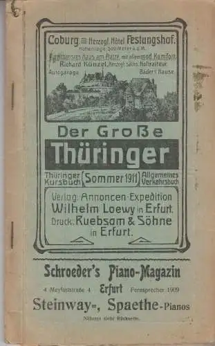 Buch: Der Grosse Thüringer - Sommer 1911, Trinius, A. ), 1911, W. Loewy, gut