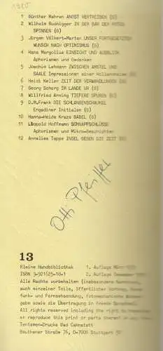 Heft: Kleine Schritte, Gedichte, Otti Pfeiffer, 1979, Tentamen, signiert