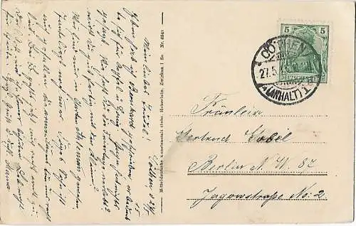 AK Cöthen i. Anh. Schloßhof. ca. 1915, Postkarte. Serien Nr, ca. 1915