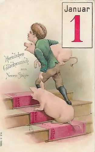 AK Herzlichen Glückwunsch zum neuen Jahre. Januar 1. ca. 1909, Neujahr, gut