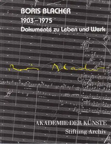 Buch: Boris Blacher, 1903-1975, 1993, Henrich, Henschelverlag, Dokumente