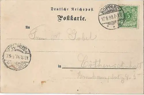 AK Gruss aus Boppard a. Rhein. St. Martin. ca. 1898, Postkarte. Ca. 1898