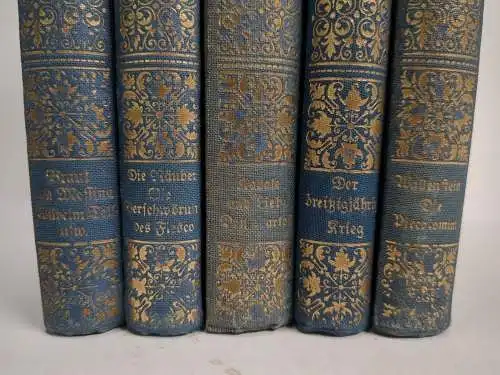 5 Bände Schillers Werke, 1925, Gutenberg Verlag, bearbeitet v. Chr. Christiansen