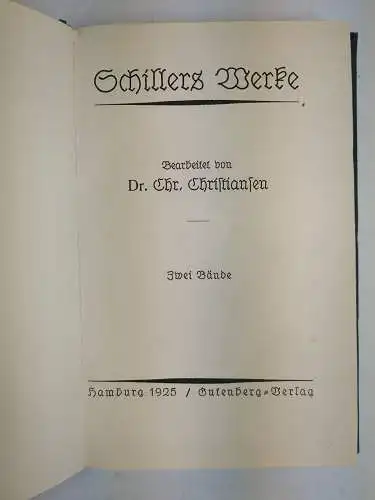5 Bände Schillers Werke, 1925, Gutenberg Verlag, bearbeitet v. Chr. Christiansen