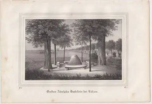 Lithografie: Gustav Adolphs Denkstein bei Lützen, 1836, Eduard Pietzsch & Comp