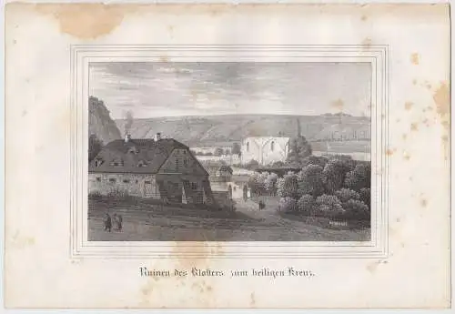 Lithografie: Ruinen des Klosters zum heiligen Kreuz, um 1836, Eduard Pietzsch