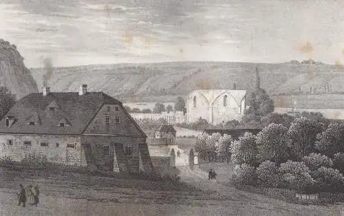 Lithografie: Ruinen des Klosters zum heiligen Kreuz, um 1836, Eduard Pietzsch