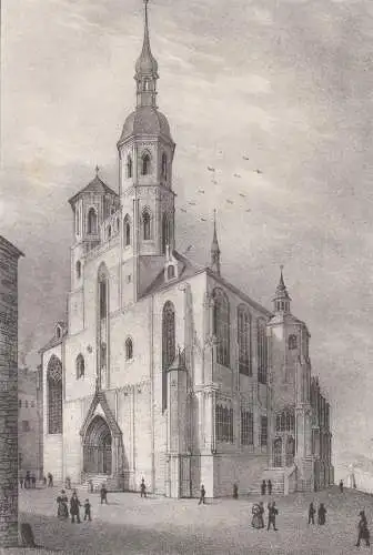 Lithografie: Die Petri - Paulskirche zu Görlitz, um 1836, Eduard Pietzsch & Comp