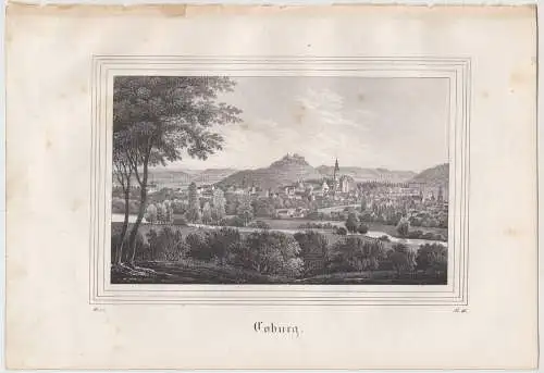 Lithografie: Coburg, um 1836, Eduard Pietzsch & Comp, Ansicht, Saxonia, Grafik