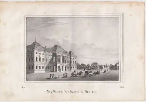 Lithografie: Das Japanische Palais in Dresden, um 1836, Eduard Pietzsch & Comp