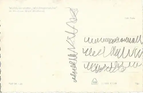 AK Waldgaststätte Waidmannsruhe im Werdauer Wald. ca. 1968, gebraucht, gut