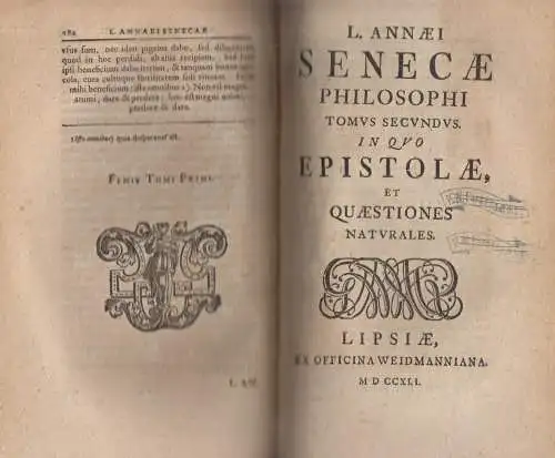 Buch: L. Annaei Senecae Philosophi Opera Omnia. Seneca, 1741, Weidmann