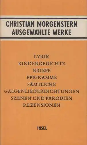 Buch: Ausgewählte Werke, Morgenstern, Christian. 1975, Insel Verlag