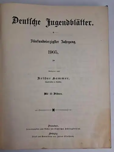 2 Bücher Deutsche Jugendblätter 1903 + 1905, Arthur Hammer, Julius Klinkhardt