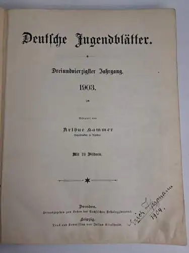 2 Bücher Deutsche Jugendblätter 1903 + 1905, Arthur Hammer, Julius Klinkhardt