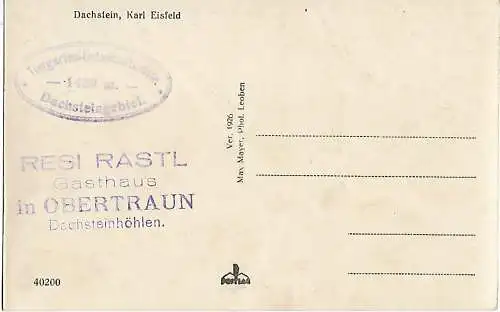 AK Karl Eisfeld. Dachstein. ca. 1926, Postkarte. Serien Nr, ca. 1926