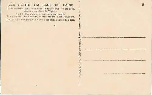 AK Les Petits Tableaux de Paris. ca. 1907, Postkarte. Ca. 1907, gebraucht, gut