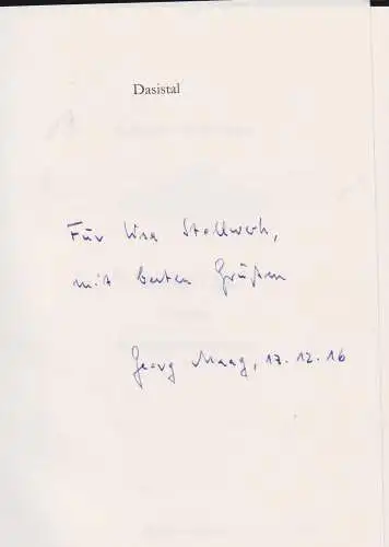 Buch: Dasistal, Schenemar, Bachwolf von, 2016, skript-Verlag, Gedichte, signiert