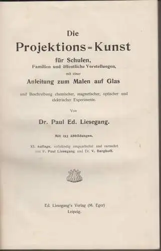 Buch: Die Projektions-Kunst für Schulen, Familien und öffentliche Vorstellungen