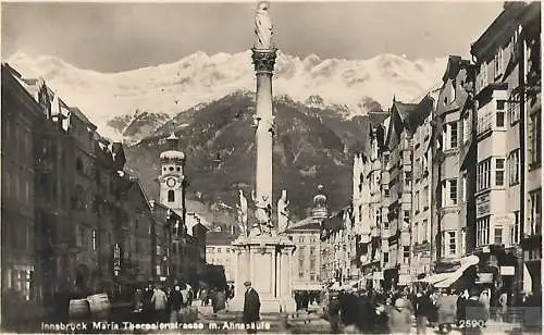 AK Inssbruck. Maria Theresienstrasse m. Annasäule. ca. 1920, Postkarte. Ca. 1920